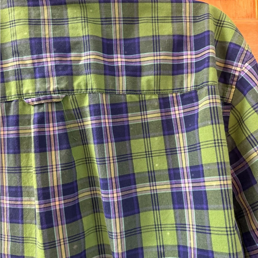 Saddlebred Green and Blue Plaid Button Down Shirt Men’s M - Picture 6 of 10